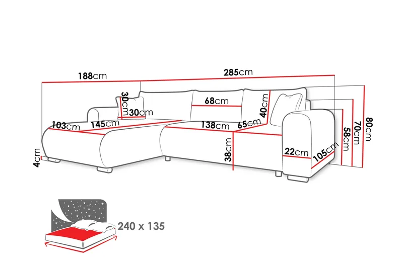 Handda Bäddsoffa med Divan 3-sits i Chenille - Vit - Products - Möbler - Soffa - Bäddsoffa - Bäddsoffa divan