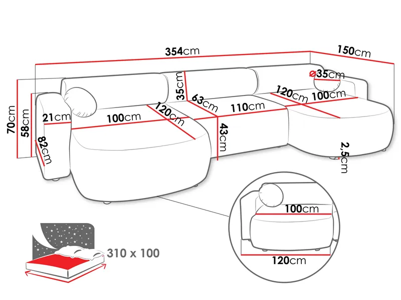 Hanish Bäddsoffa Dubbeldivan 5-sits - Beige - Products - Möbler - Soffa - Bäddsoffa - U bäddsoffa