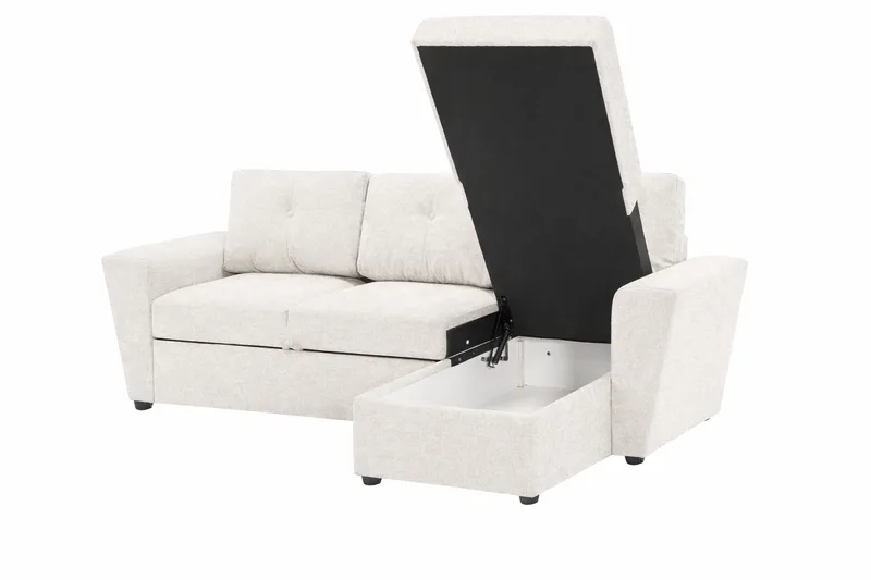Leia 3-sits vändbar Bäddsoffa med divan och förvaring - Beige - Products - Möbler - Soffa - Bäddsoffa - Bäddsoffa divan