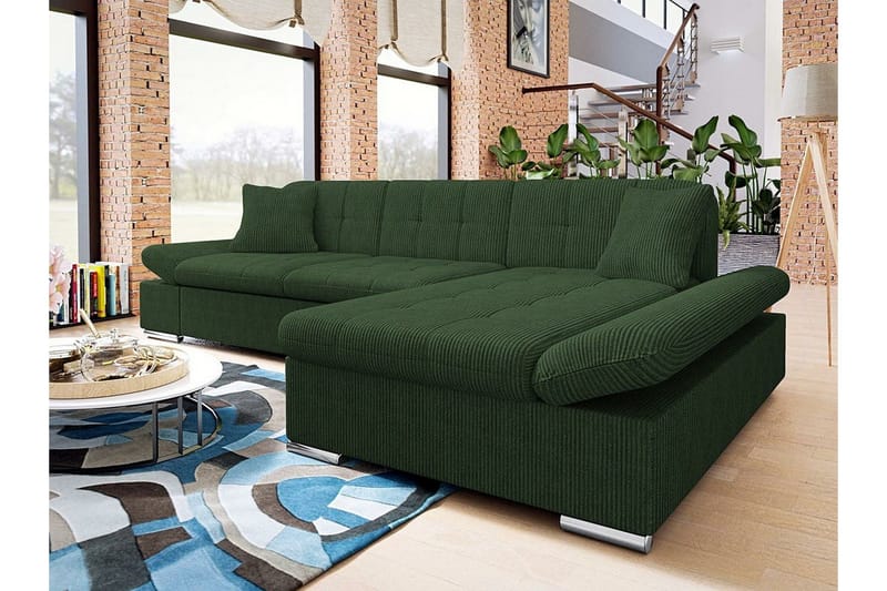 Lomux 3-sits Hörnbäddsoffa Dark green - Products - Möbler - Soffa - Bäddsoffa - Bäddsoffa längsbäddad