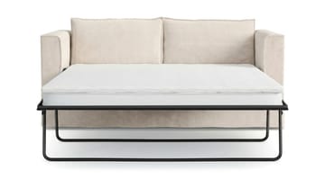Travstad 3-sits Bäddsoffa med HVILA Bäddmadrass 140x200 cm Latex med Tvättbar klädsel - Beige/Vit - Products - Möbler - Soffa - Bäddsoffa - 3 sits bäddsoffa