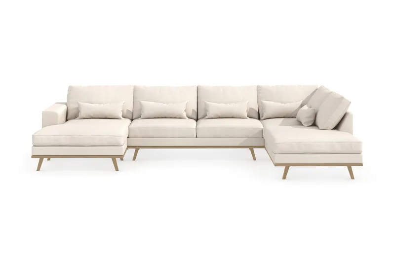 Copenhagen 5-sits Högervänd U-formad Soffa med Divan och Schäslong i Tyg, Beige