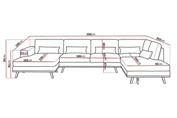Copenhagen 5-sits Högervänd U-formad Soffa med Divan och Schäslong i Tyg - Ljusgrå - Products - Möbler - Soffa - U-soffa