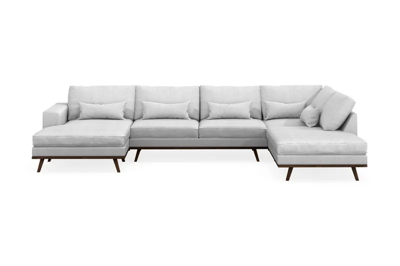Copenhagen 5-sits Högervänd U-formad Soffa med Divan och Schäslong i Tyg, Ljusgrå