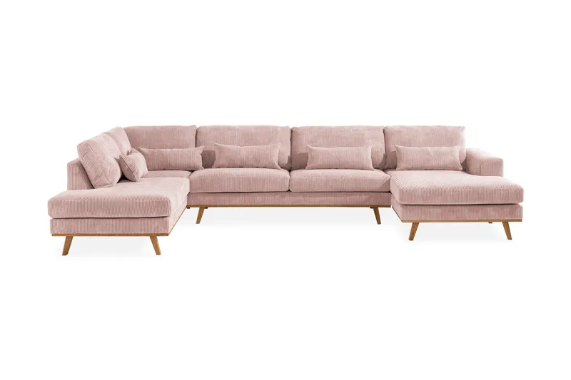 Copenhagen 5-sits Vänstervänd U-formad Soffa med Divan och Schäslong i Manchester, Rosa