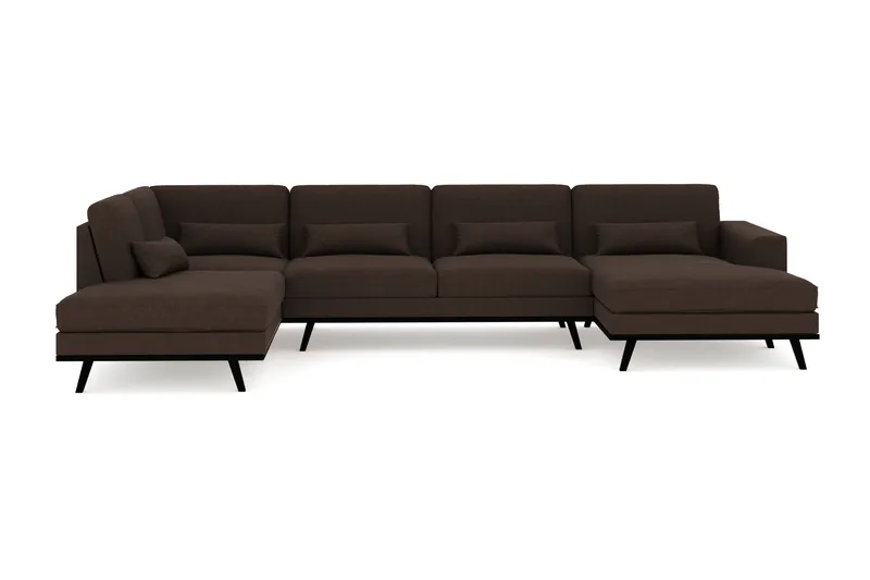 Copenhagen 5-sits Vänstervänd U-formad Soffa med Divan och Schäslong i Tyg, Brun
