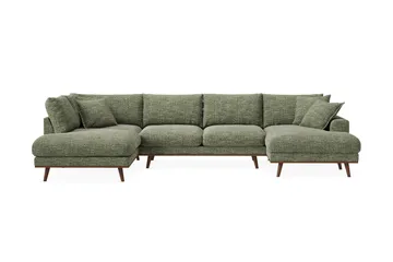 Copenhagen Premium 5-sits Vänstervänd U-formad Djup Soffa med Divan och Schäslong i Chenille, Grön
