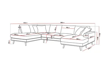Copenhagen Premium 5-sits Vänstervänd U-formad Djup Soffa med Divan och Schäslong i Chenille - Brun - Products - Möbler - Soffa - U-soffa