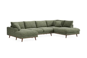 Copenhagen Premium 5-sits Högervänd U-formad Djup Soffa med Divan och Schäslong i Chenille - Grön - Products - Möbler - Soffa - U-soffa