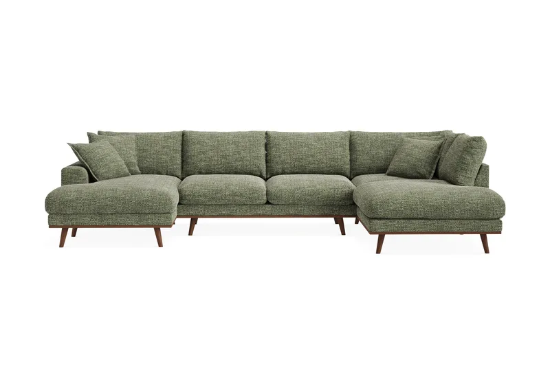 Copenhagen Premium 5-sits Högervänd U-formad Djup Soffa med Divan och Schäslong i Chenille, Grön