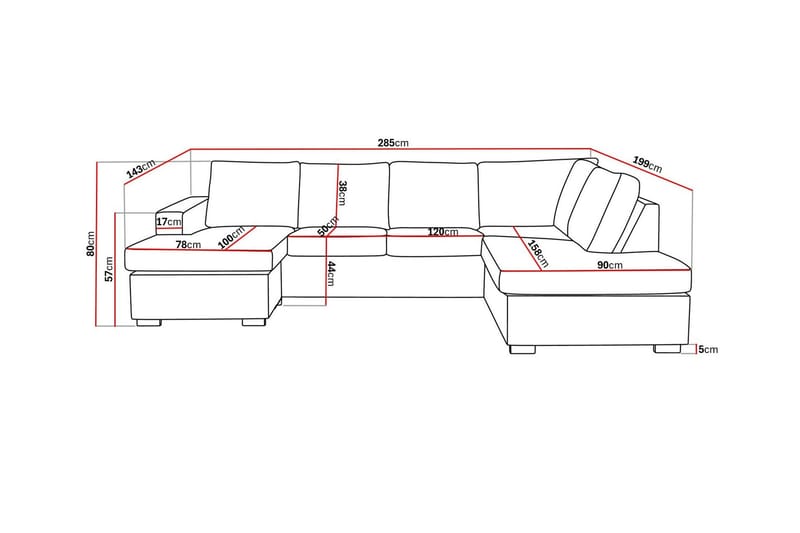 Crazy 4-sits Högervänd U-formad Large Soffa med Divan och Schäslong i Sammet - Blå - Products - Möbler - Soffa - U-soffa