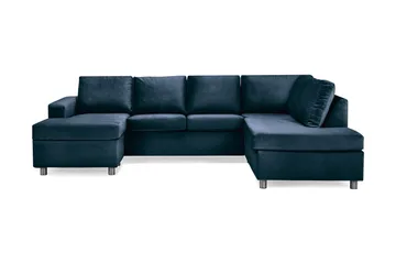 Crazy 4-sits Högervänd U-formad Large Soffa med Divan och Schäslong i Sammet - Blå - Products - Möbler - Soffa - U-soffa
