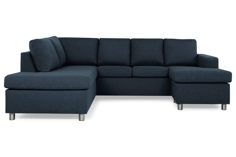 Crazy 4-sits Vänstervänd U-formad Large Soffa med Divan och Schäslong i Tyg, Blå