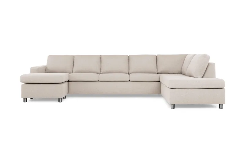 Crazy 5-sits Högervänd U-formad X-Large Soffa med Divan och Schäslong i Tyg, Beige