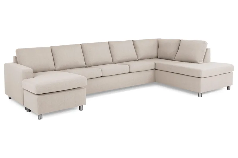 Crazy 5-sits Högervänd U-formad X-Large Soffa med Divan och Schäslong i Tyg - Beige - Products - Möbler - Soffa - U-soffa