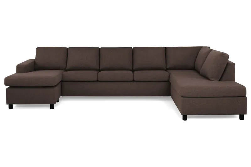 Crazy 5-sits Högervänd U-formad X-Large Soffa med Divan och Schäslong i Tyg, Brun