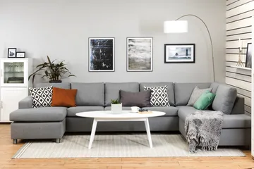 Crazy 5-sits Högervänd U-formad X-Large Soffa med Divan och Schäslong i Tyg - Grå - Products - Möbler - Soffa - U-soffa