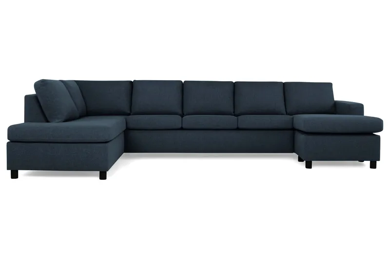 Crazy 5-sits Vänstervänd U-formad X-Large Soffa med Divan och Schäslong i Tyg, Blå