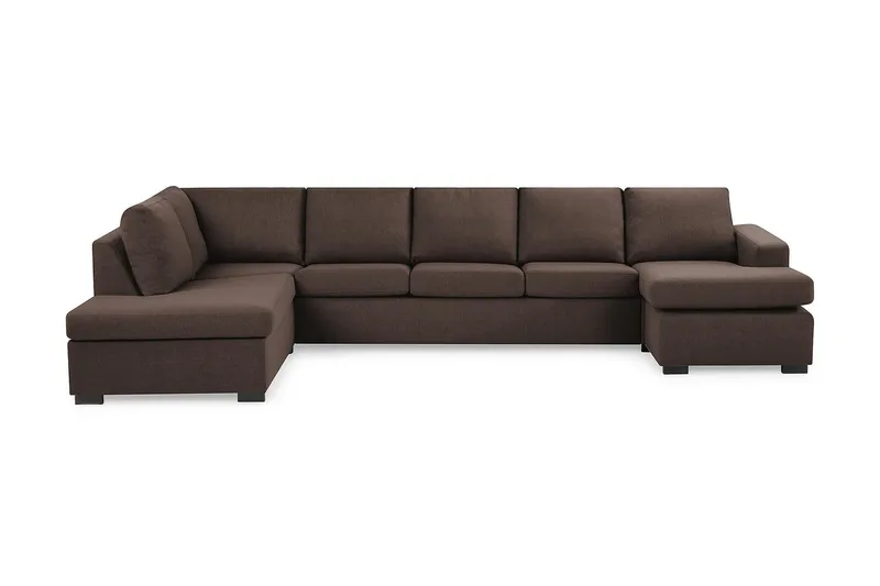 Crazy 5-sits Vänstervänd U-formad X-Large Soffa med Divan och Schäslong i Tyg, Brun