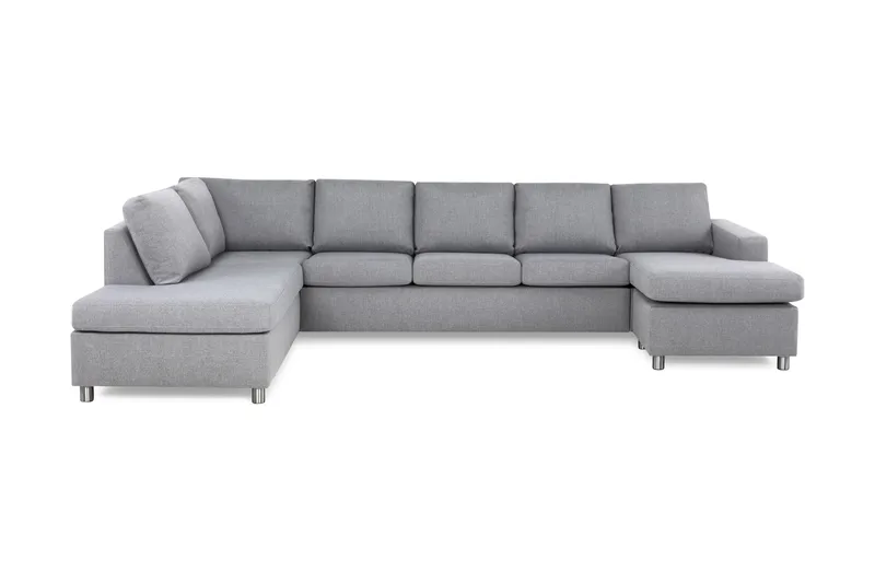 Crazy 5-sits Vänstervänd U-formad X-Large Soffa med Divan och Schäslong i Tyg, Grå