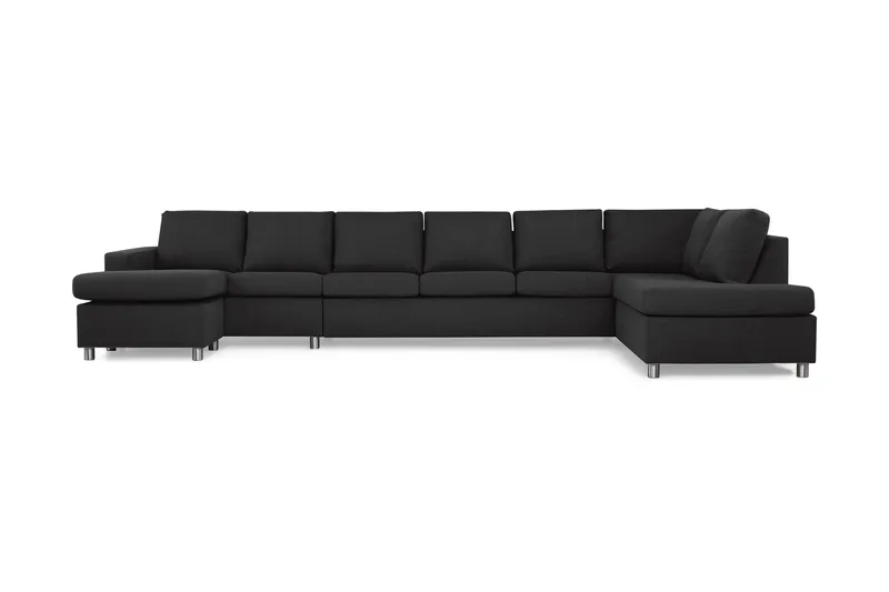 Crazy 6-sits Högervänd U-formad XX-Large Soffa med Divan och Schäslong i Tyg, Antracit