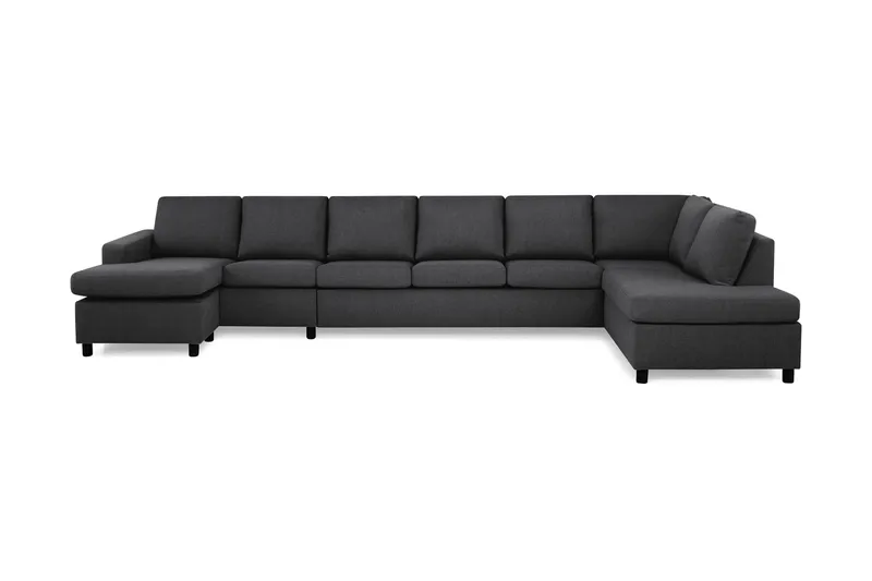 Crazy 6-sits Högervänd U-formad XX-Large Soffa med Divan och Schäslong i Tyg, Mörkgrå