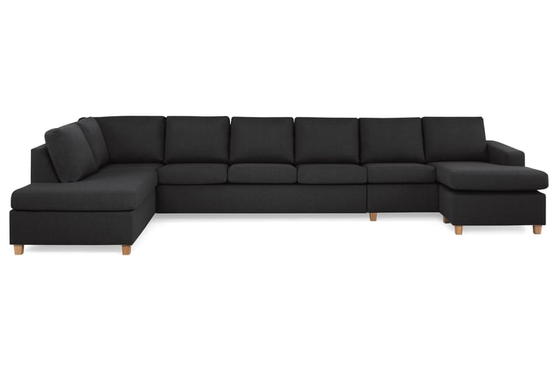 Crazy 6-sits Vänstervänd U-formad XX-Large Soffa med Divan och Schäslong i Tyg, Antracit