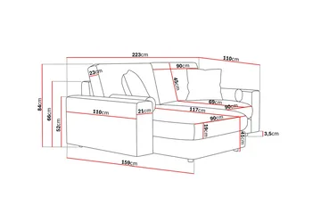Arken Lyx 3-sits Vändbar L-formad Djup Divansoffa i Sammet - Svart - Products - Möbler - Soffa - Divansoffa & schäslongsoffa - 3 sits soffa med divan