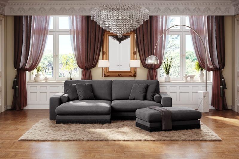 Arken Lyx 4-sits Vändbar L-formad Djup Divansoffa i Sammet - Mörkgrå - Products - Möbler - Soffa - Divansoffa & schäslongsoffa - 4 sits soffa med divan
