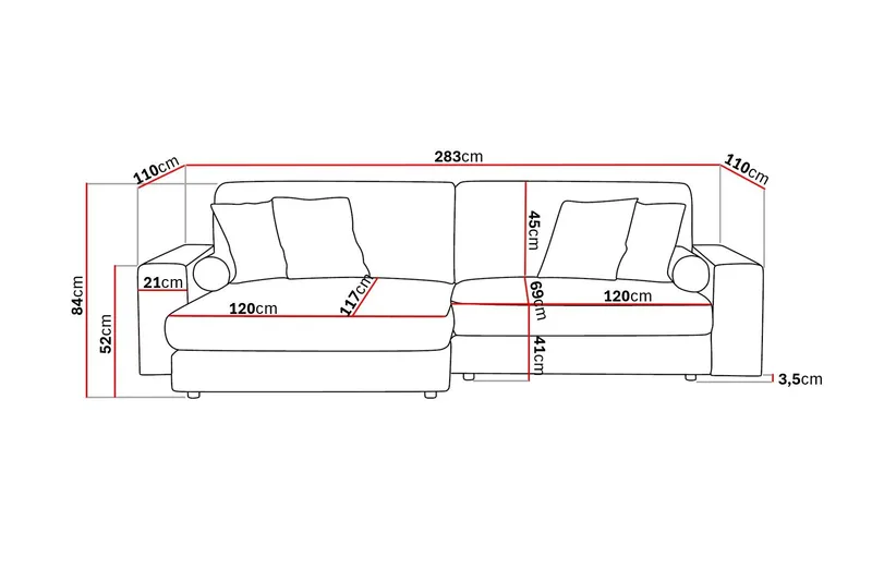 Arken Lyx 4-sits Vändbar L-formad Djup Divansoffa i Tyg - Brun - Products - Möbler - Soffa - Divansoffa & schäslongsoffa - 4 sits soffa med divan