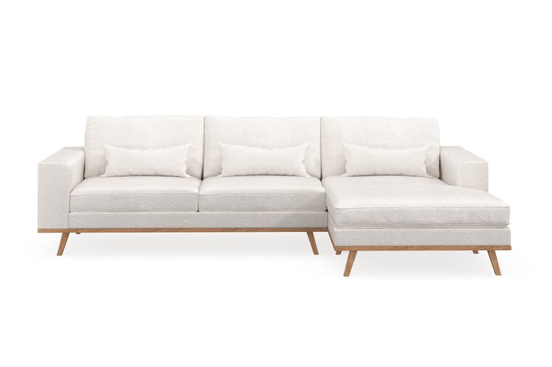 Copenhagen 4-sits Högervänd L-formad Divansoffa i Bouclé, Vit