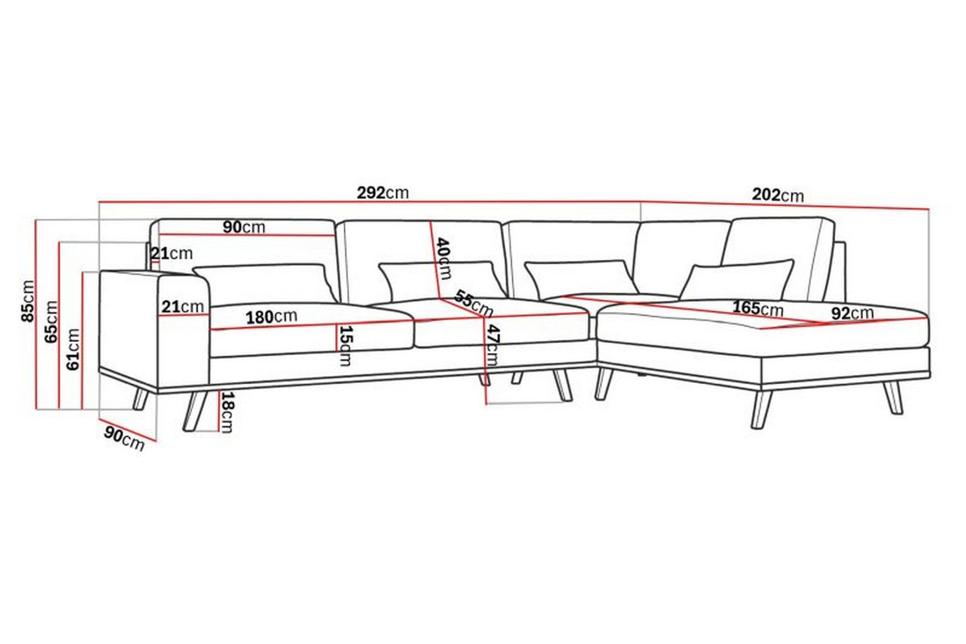Copenhagen 4-sits Högervänd L-formad Schäslongsoffa i Konstläder - Brun - Products - Möbler - Soffa - Divansoffa & schäslongsoffa - 4 sits soffa med divan