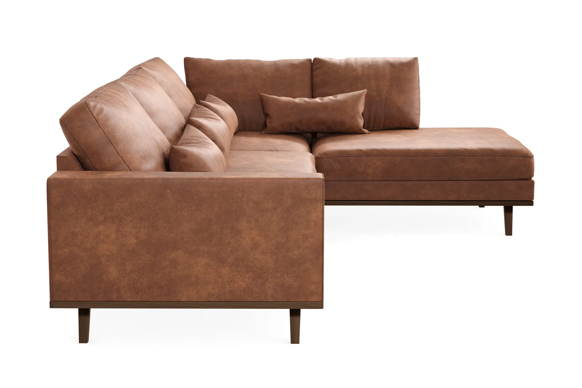 Copenhagen 4-sits Högervänd L-formad Schäslongsoffa i Konstläder - Brun - Products - Möbler - Soffa - Divansoffa & schäslongsoffa - 4 sits soffa med divan