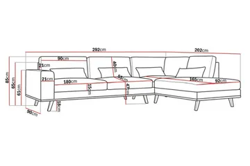 Copenhagen 4-sits Högervänd L-formad Schäslongsoffa i Konstläder - Mörkgrå - Products - Möbler - Soffa - Divansoffa & schäslongsoffa - 4 sits soffa med divan