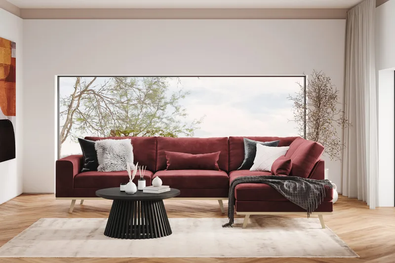Copenhagen 4-sits Högervänd L-formad Schäslongsoffa i Sammet - Lila - Products - Möbler - Soffa - Divansoffa & schäslongsoffa - 4 sits soffa med divan