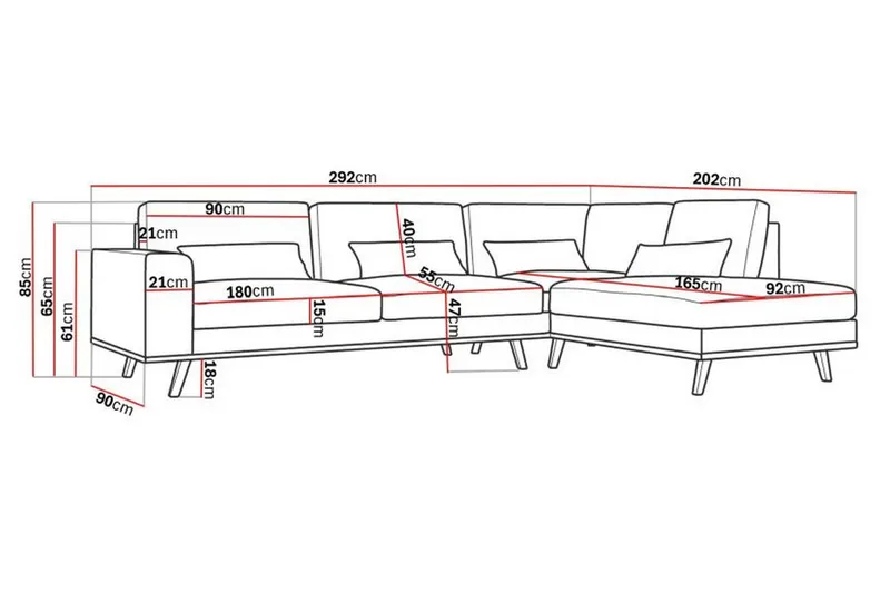 Copenhagen 4-sits Högervänd L-formad Schäslongsoffa i Sammet - Lila - Products - Möbler - Soffa - Divansoffa & schäslongsoffa - 4 sits soffa med divan