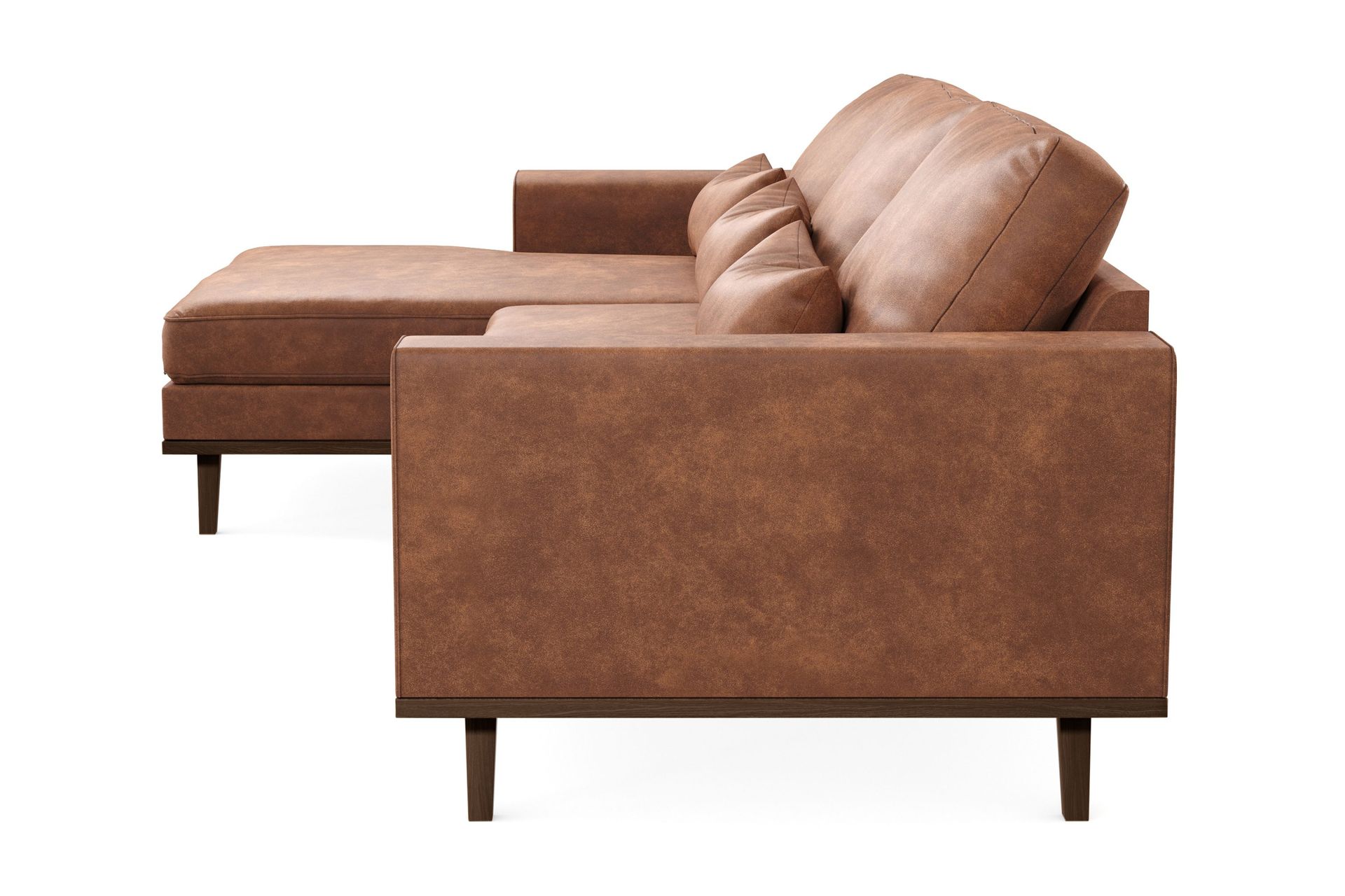 Copenhagen 4-sits Vänstervänd L-formad Divansoffa i Konstläder - Brun - Products - Möbler - Soffa - Divansoffa & schäslongsoffa - 4 sits soffa med divan