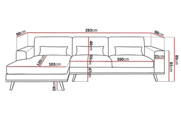 Copenhagen 4-sits Vänstervänd L-formad Divansoffa i Manchester - Rosa - Products - Möbler - Soffa - Divansoffa & schäslongsoffa - 4 sits soffa med divan