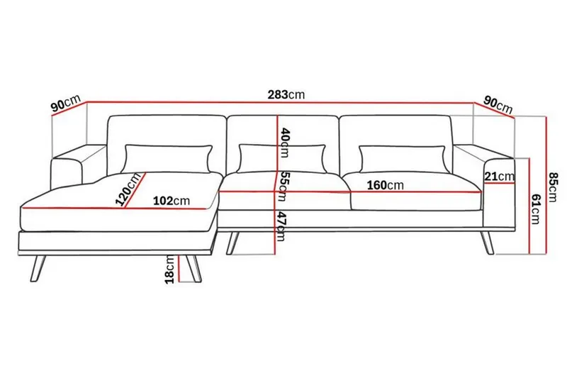 Copenhagen 4-sits Vänstervänd L-formad Divansoffa i Sammet - Lila - Products - Möbler - Soffa - Divansoffa & schäslongsoffa - 4 sits soffa med divan
