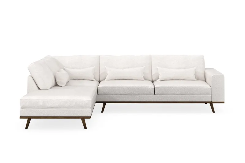 Copenhagen 4-sits Vänstervänd L-formad Schäslongsoffa i Bouclé, Vit
