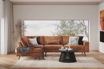 Copenhagen 4-sits Vänstervänd L-formad Schäslongsoffa i Konstläder - Brun - Products - Möbler - Soffa - Divansoffa & schäslongsoffa - 4 sits soffa med divan