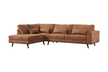 Copenhagen 4-sits Vänstervänd L-formad Schäslongsoffa i Konstläder - Brun - Products - Möbler - Soffa - Divansoffa & schäslongsoffa - 4 sits soffa med divan