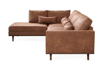 Copenhagen 4-sits Vänstervänd L-formad Schäslongsoffa i Konstläder - Brun - Products - Möbler - Soffa - Divansoffa & schäslongsoffa - 4 sits soffa med divan
