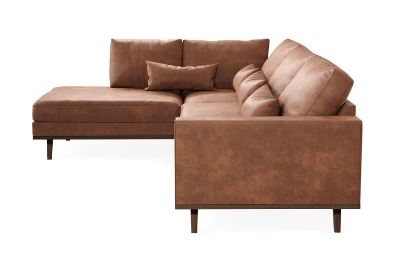 Copenhagen 4-sits Vänstervänd L-formad Schäslongsoffa i Konstläder - Brun - Products - Möbler - Soffa - Divansoffa & schäslongsoffa - 4 sits soffa med divan