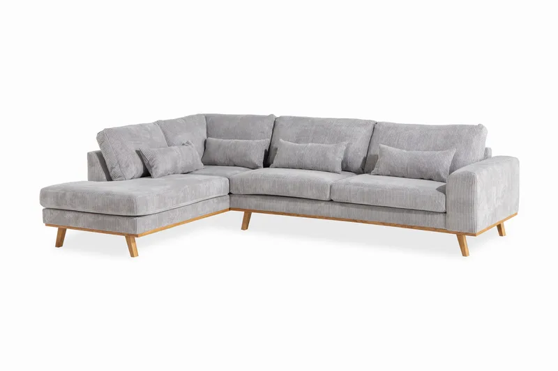 Copenhagen 4-sits Vänstervänd L-formad Schäslongsoffa i Manchester - Ljusgrå - Products - Möbler - Soffa - Divansoffa & schäslongsoffa - 4 sits soffa med divan