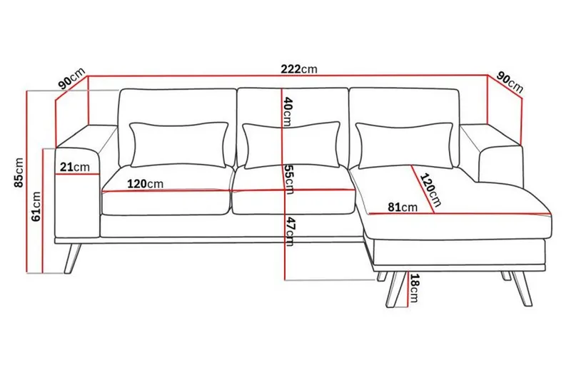 Copenhagen Compact 3-sits Vändbar L-formad Divansoffa i Tyg - Ljusgrå - Products - Möbler - Soffa - Divansoffa & schäslongsoffa - 3 sits soffa med divan