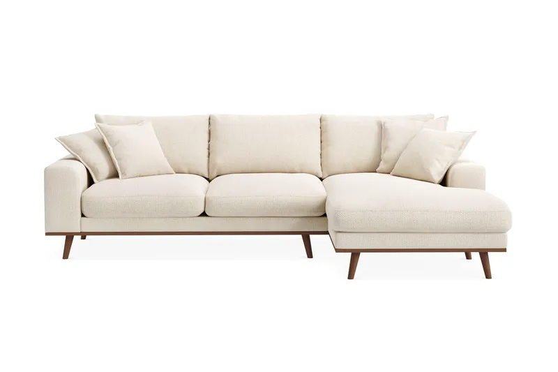 Copenhagen Premium 4-sits Högervänd L-formad Djup Divansoffa i Chenille, Ljusbeige