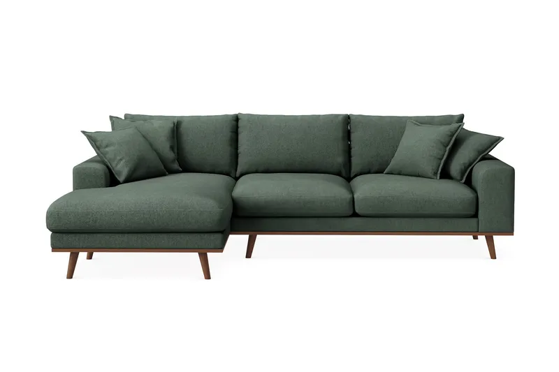 Copenhagen Premium 4-sits Vänstervänd L-formad Djup Divansoffa i Tyg, Grön