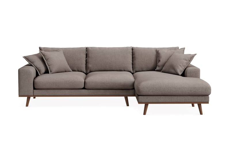 Copenhagen Premium 4-sits Högervänd L-formad Djup Divansoffa i Tyg, Brun