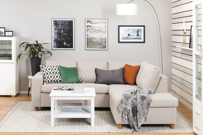Crazy 3-sits Högervänd L-formad Schäslongsoffa i Tyg - Beige - Products - Möbler - Soffa - Divansoffa & schäslongsoffa - 2 sits soffa med divan